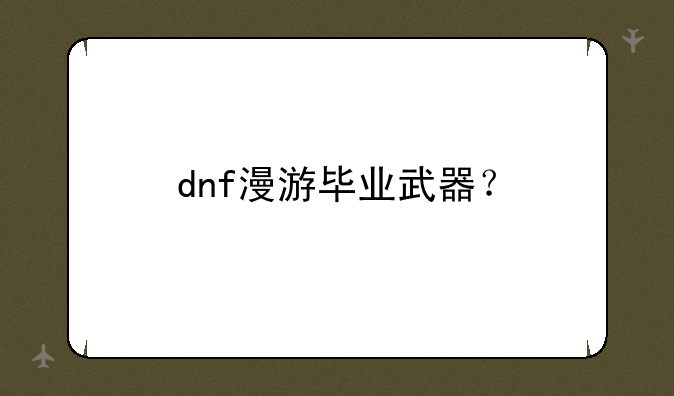 dnf漫游毕业武器？