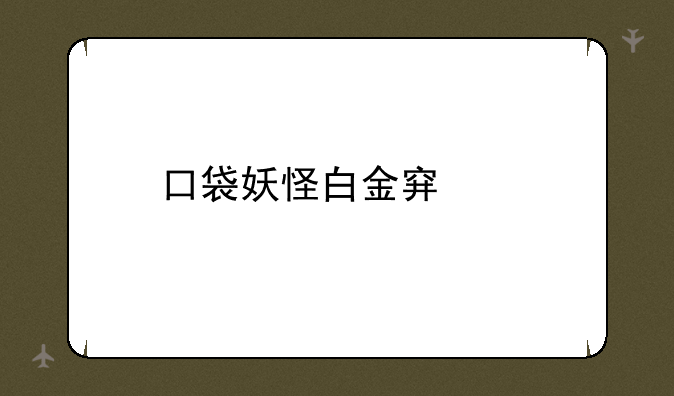 口袋妖怪白金穿墙