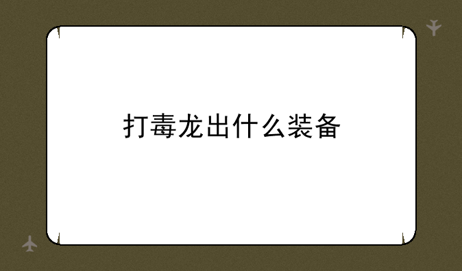 打毒龙出什么装备
