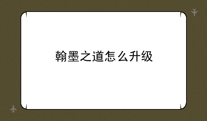 翰墨之道怎么升级