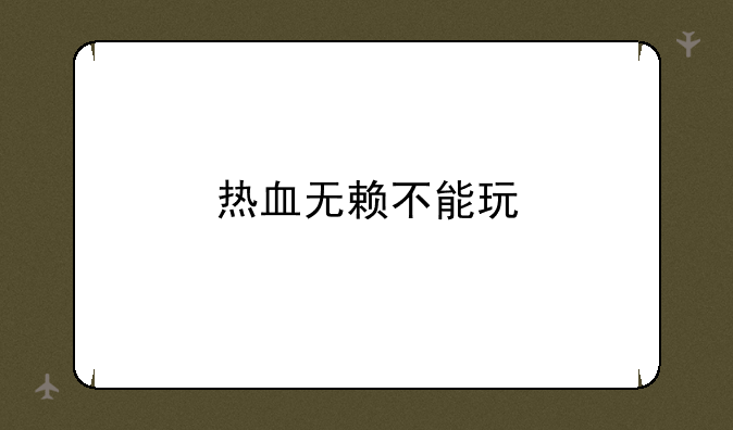 热血无赖不能玩