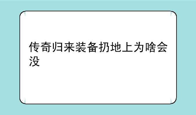 传奇归来装备扔地上为啥会没