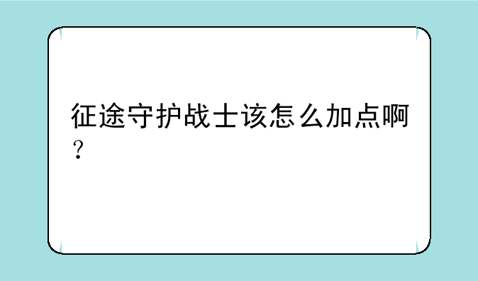 征途守护战士该怎么加点啊？