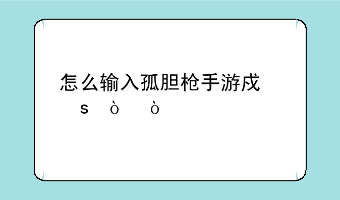 怎么输入孤胆枪手游戏作弊？