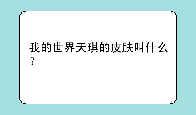 我的世界天琪的皮肤叫什么？