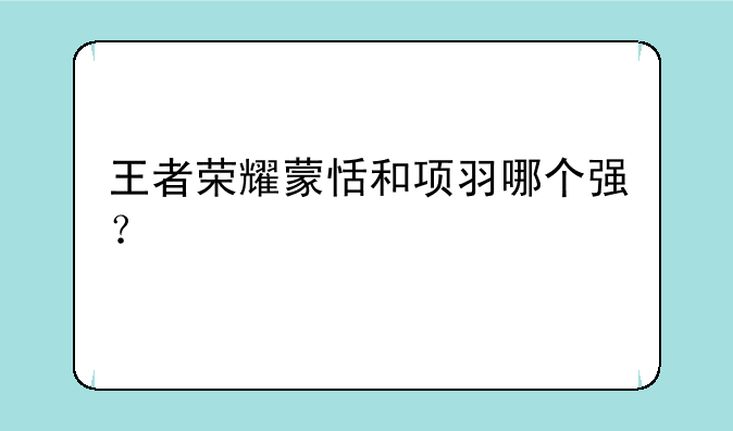 王者荣耀蒙恬和项羽哪个强？