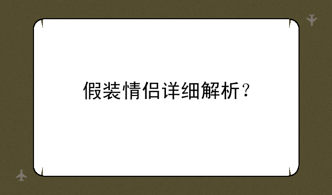 假装情侣详细解析？