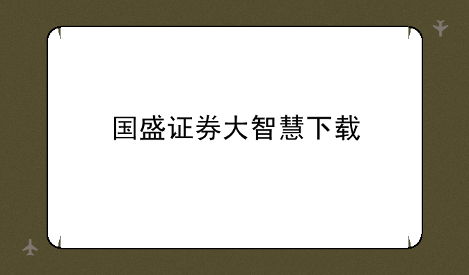 国盛证券大智慧下载