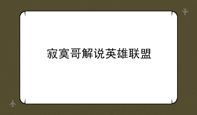 寂寞哥解说英雄联盟