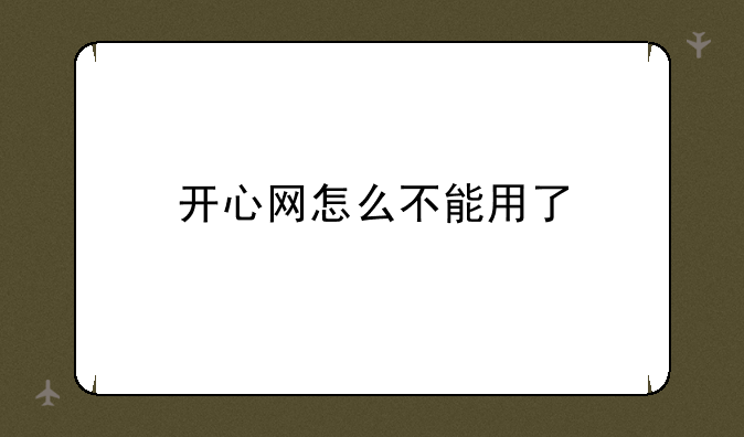 开心网怎么不能用了