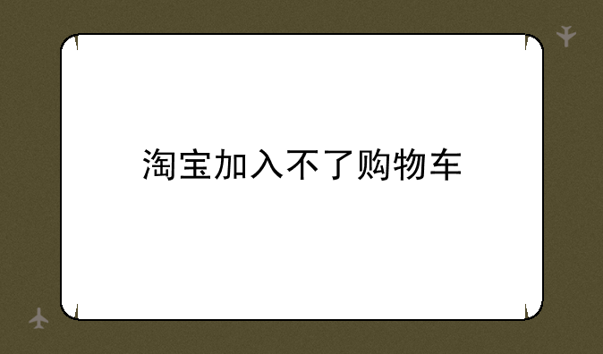 淘宝加入不了购物车