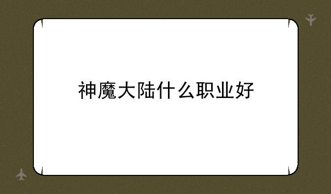 神魔大陆什么职业好