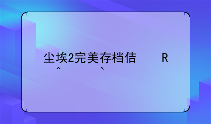 尘埃2完美存档使用问题!