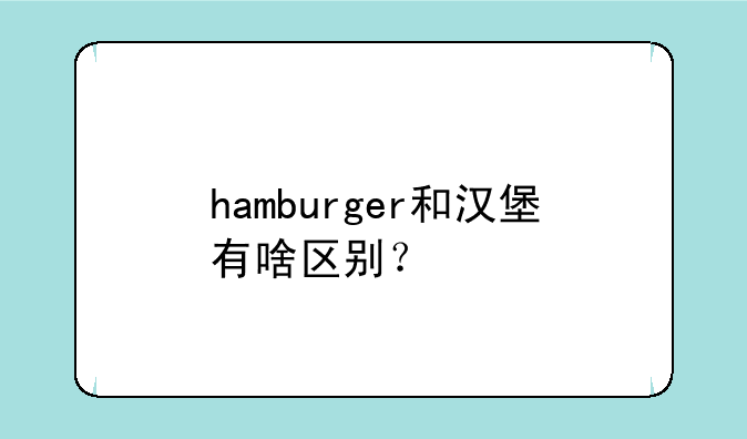 hamburger和汉堡有啥区别？