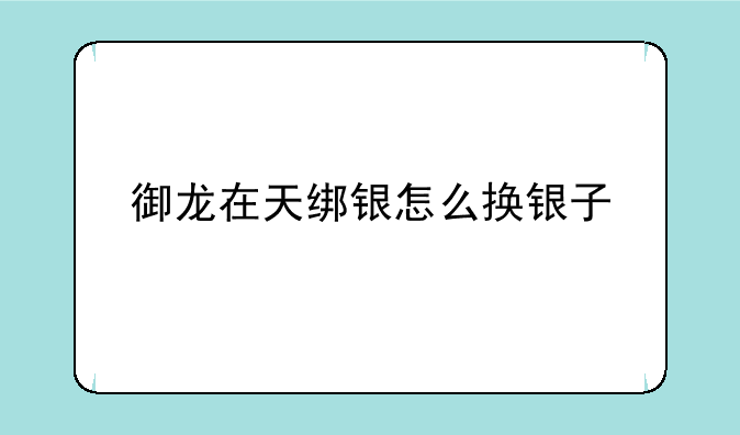 御龙在天绑银怎么换银子