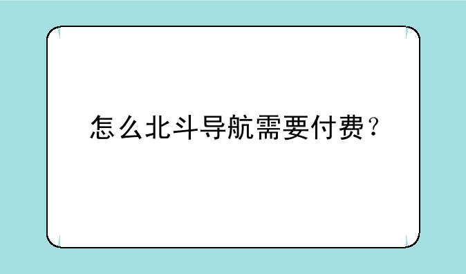 怎么北斗导航需要付费？