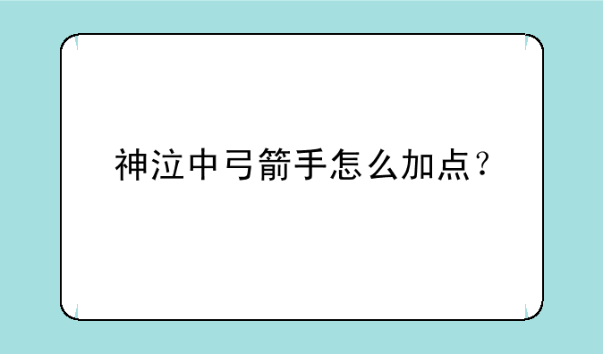 神泣中弓箭手怎么加点？