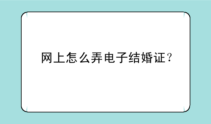 网上怎么弄电子结婚证？