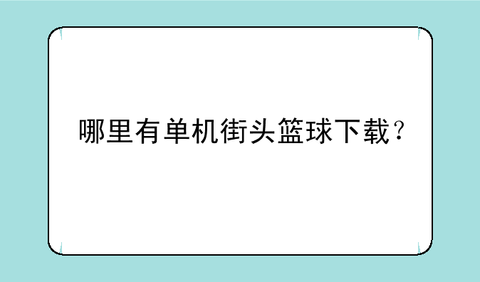 哪里有单机街头篮球下载？