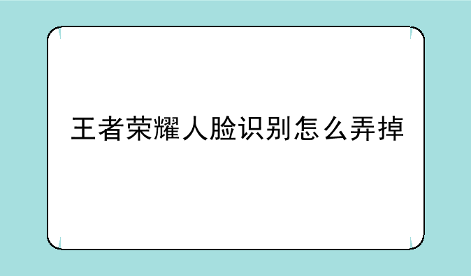 王者荣耀人脸识别怎么弄掉