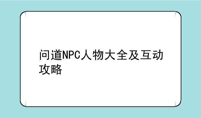 问道NPC人物大全及互动攻略