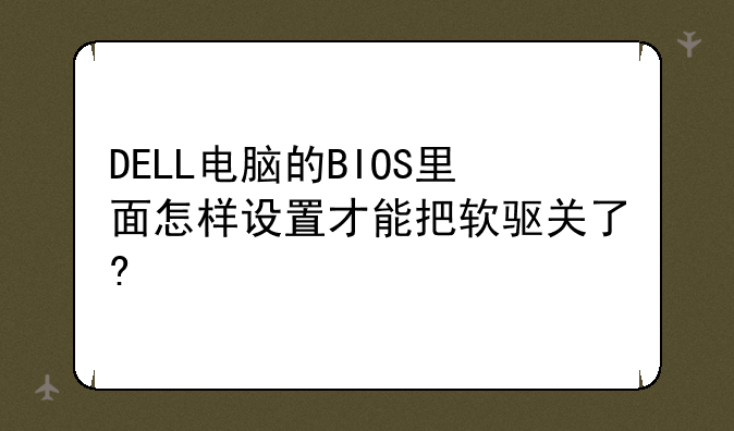 DELL电脑的BIOS里面怎样设置才能把软驱关了?