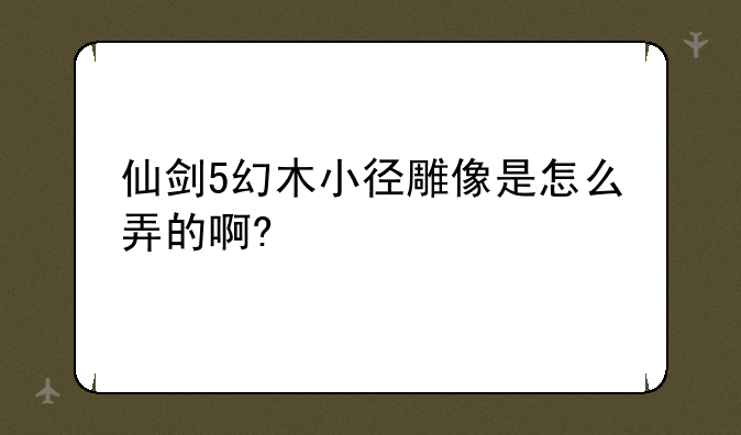 仙剑5幻木小径雕像是怎么弄的啊?