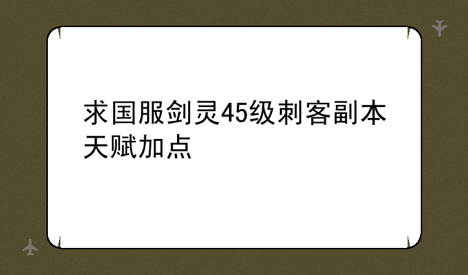 求国服剑灵45级刺客副本天赋加点