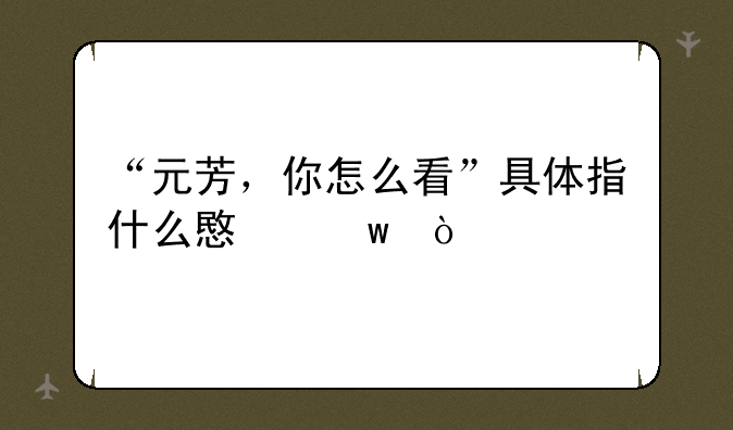“元芳，你怎么看”具体指什么意思？