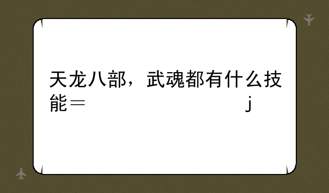 天龙八部，武魂都有什么技能？全部的