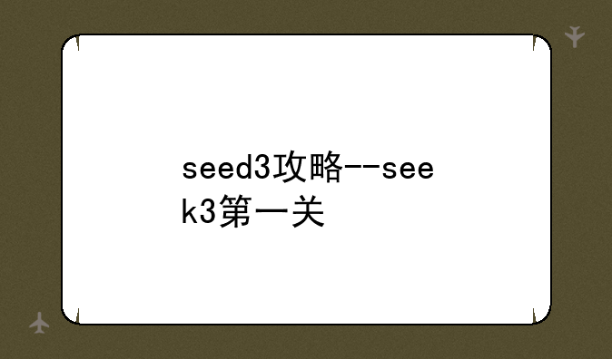 seed3攻略--seek3第一关