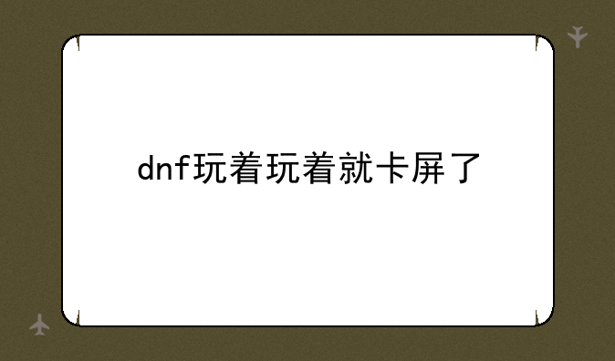dnf玩着玩着就卡屏了