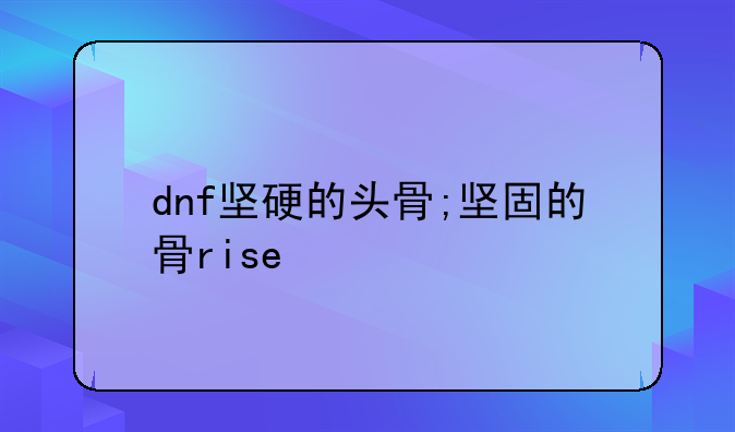 dnf坚硬的头骨;坚固的骨rise
