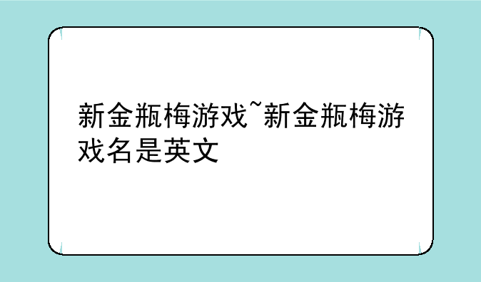 新金瓶梅游戏~新金瓶梅游戏名是英文