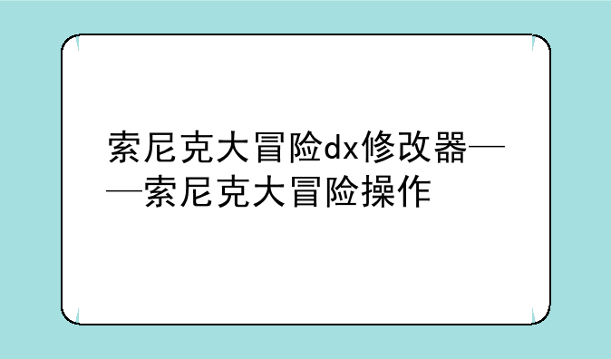 索尼克大冒险dx修改器——索尼克大冒险操作