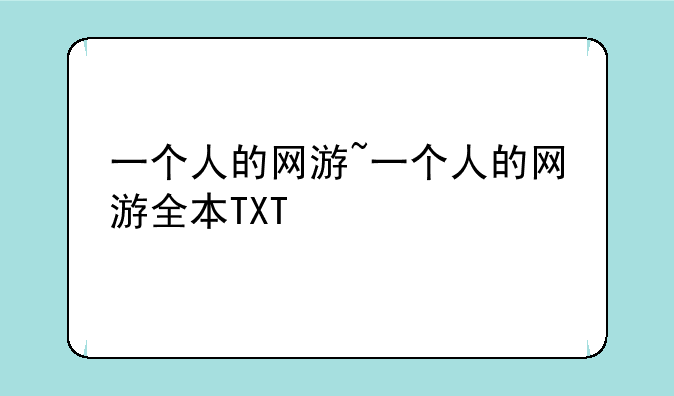 一个人的网游~一个人的网游全本TXT