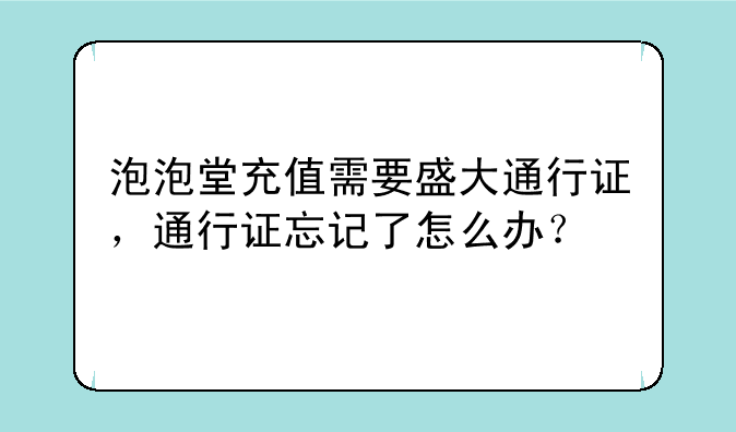 泡泡堂充值需要盛大通行证，通行证忘记了怎么办？