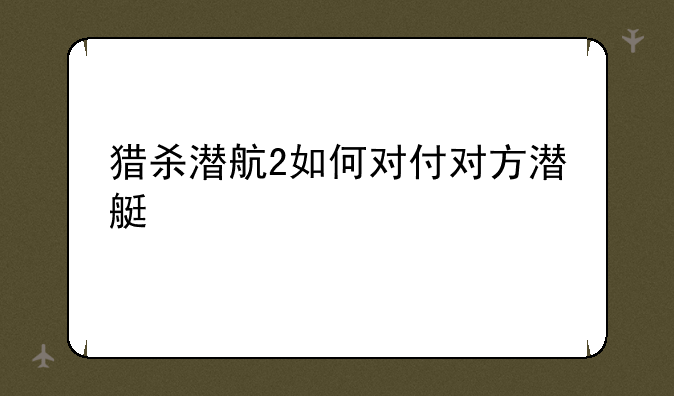 猎杀潜航2如何对付对方潜艇