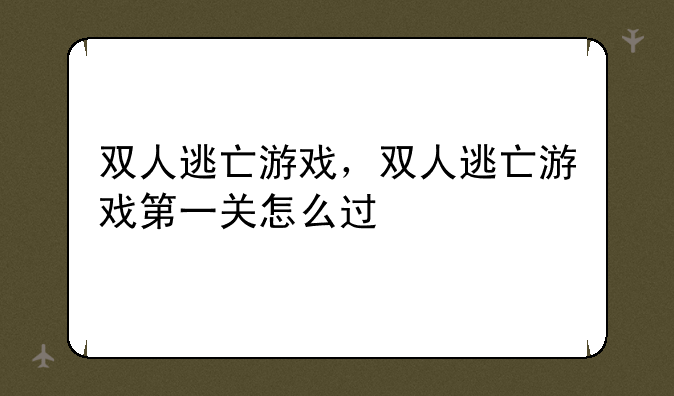 双人逃亡游戏，双人逃亡游戏第一关怎么过