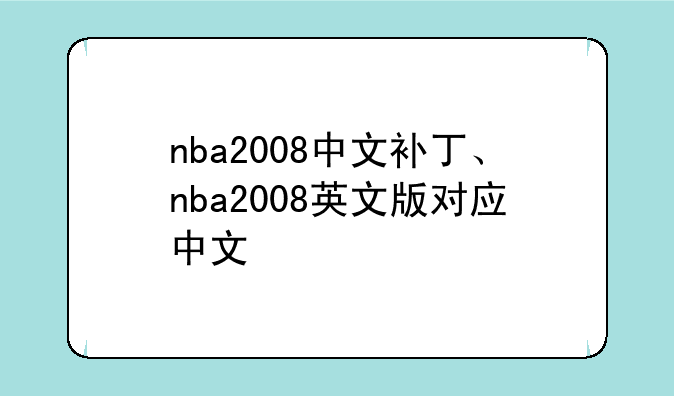 nba2008中文补丁、nba2008英文版对应中文